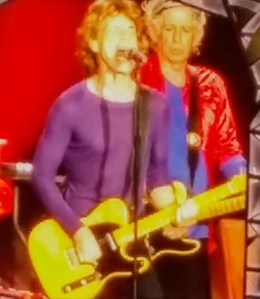 Jagger, Richards, from the video board, 6/19/15.